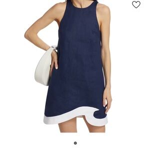 STAUD Navy Dress with White Accents
